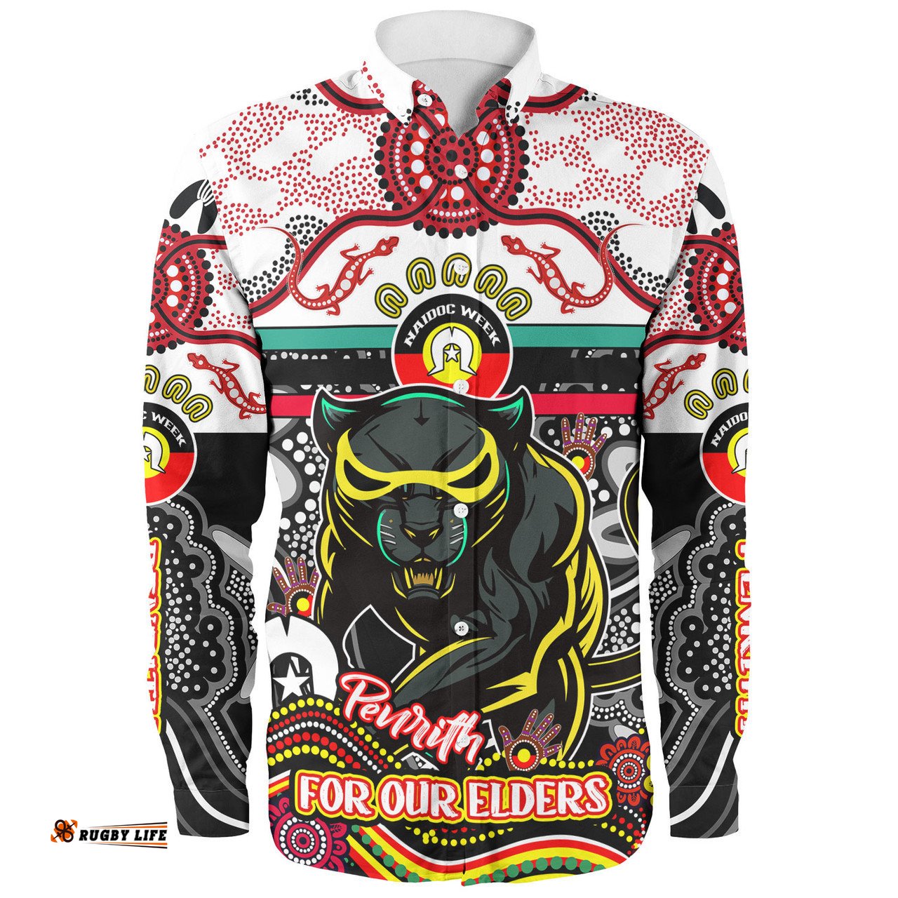 Penrith Panthers Naidoc Week Custom Long Sleeve Button Shirt - For Our Elders Home Jersey Shirt