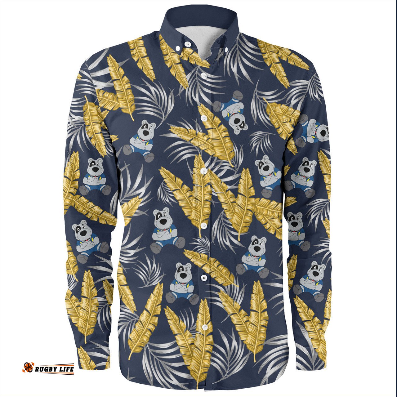 North Queensland Cowboys Custom Long Sleeve Button Shirt - Tropical Patterns North Queensland Cowboys Long Sleeve Button Shirt