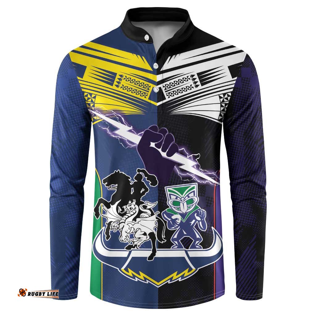 Custom Dragons-Cowboys Combine Storm-Warriors Button Sweatshirt Sport Style Version 01