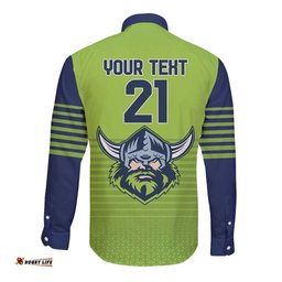 Raiders Rugby Custom Long Sleeve Button Shirt The Green Machine Simple Style