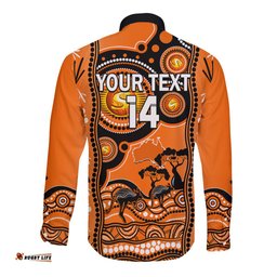 Custom Perth Scorchers Cricket Long Sleeve Button Shirt Happy Australia Day Aboriginal Art