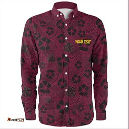 Brisbane Broncos Long Sleeve Button Shirt - Scream With Tropical Patterns