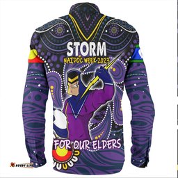 Melbourne Storm Naidoc Week Long Sleeve Button Shirt - Aboriginal For Our Elder NAIDOC Week 2023