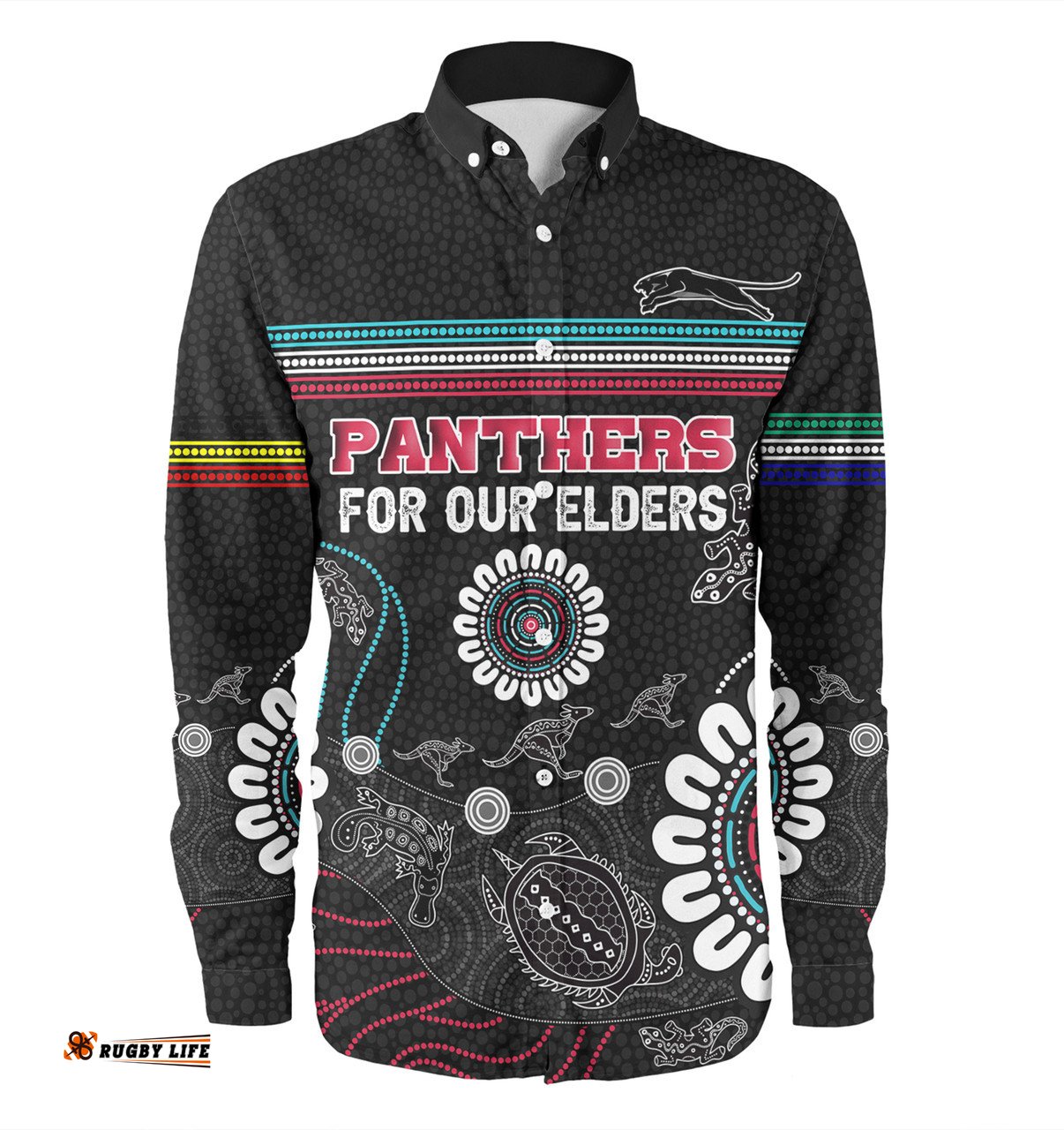 Penrith Panthers Naidoc Week Long Sleeve Button Shirt - NAIDOC WEEK 2023 Indigenous Inspired For Our Elders Theme