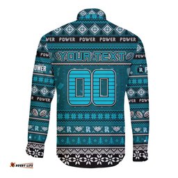 Personalized Power Football Xmas Long Sleeve Button Shirt Australia AFL Mascot
