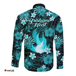 Australian Heat Cricket Long Sleeve Button Shirt Baeuty Pacific Hibiscus and Polynesian Pattern