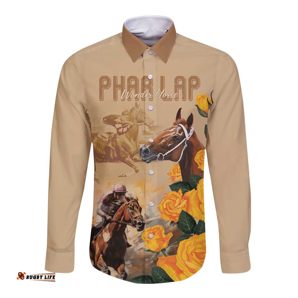Personalised Melbourne Horse Racing Long Sleeve Button Shirt Australia Wonder Horse