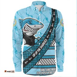Cronulla-Sutherland Sharks Long Sleeve Button Shirt - Theme Song For Rugby With Sporty Style