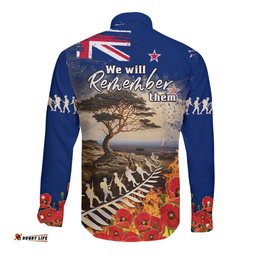 New Zealand ANZAC Day Long Sleeve Button Shirt The Lonesome Pine With Soldier Fern