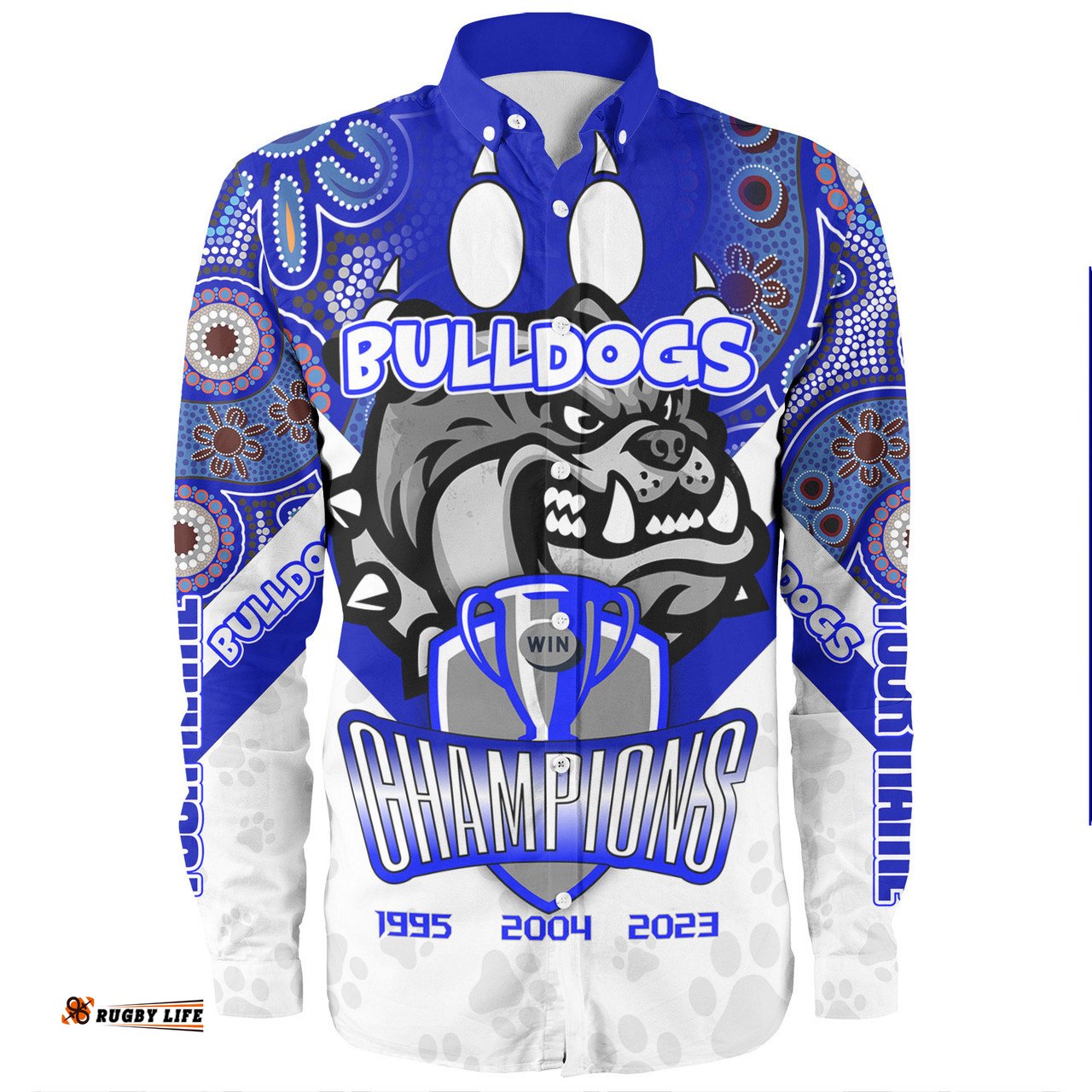 Canterbury-Bankstown Bulldogs Long Sleeve Button Shirt - Custom Talent Win Games But Teamwork And Intelligence Win Championships With Aboriginal Style