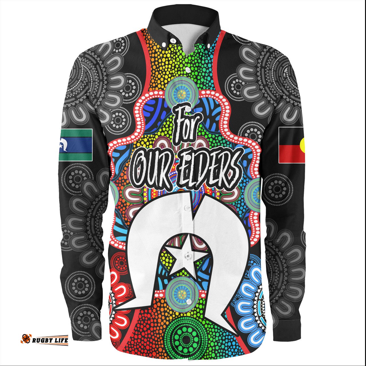 Australia Naidoc Week Long Sleeve Button Shirt - Aboriginal Inspired For Our Elders Indigenous NAIDOC Week 2023