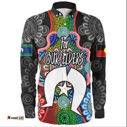 Australia Naidoc Week Long Sleeve Button Shirt - Aboriginal Inspired For Our Elders Indigenous NAIDOC Week 2023