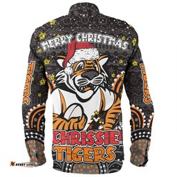 Wests Tigers Christmas Custom Long Sleeve Button Shirt - Christmas Knit Patterns Vintage Jersey Ugly Long Sleeve Button Shirt