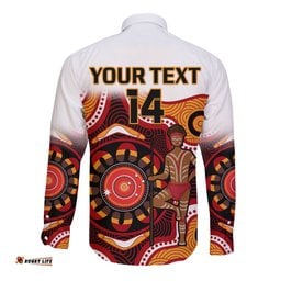 Custom Text And Number Australia Indigenous Rugby Long Sleeve Button Shirt All Stars Aborigine Dreamtime White Version