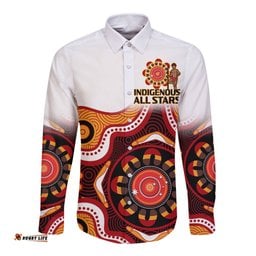 Custom Text And Number Australia Indigenous Rugby Long Sleeve Button Shirt All Stars Aborigine Dreamtime White Version