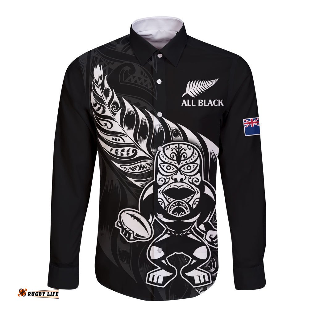 New Zealand All Black Rugby Long Sleeve Button Shirt