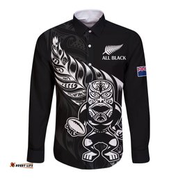 New Zealand All Black Rugby Long Sleeve Button Shirt