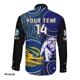 Personalised Bulldogs Mix Parramatta Eels Rugby Long Sleeve Button Shirt Aboriginal Version