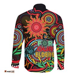 Suns Football Aboriginal Art Long Sleeve Button Shirt NAIDOC Indigenous Tribal
