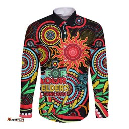 Suns Football Aboriginal Art Long Sleeve Button Shirt NAIDOC Indigenous Tribal