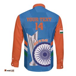 Custom India Cricket Long Sleeve Button Shirt 2nd Champions World Cup Men In Blue