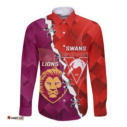 Custom Swans And Lions Football Long Sleeve Button Shirt 2024 Go Champions Final Dynamic Version