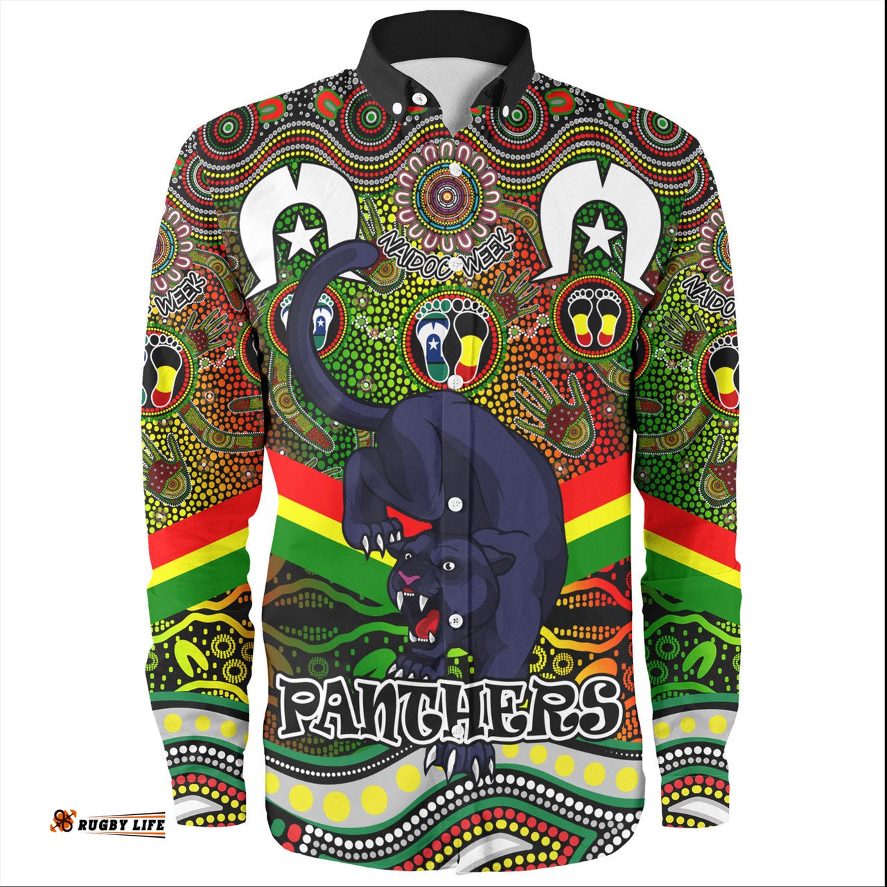 Penrith Panthers Naidoc Week Long Sleeve Button Shirt - NAIDOC Week 2023 Indigenous For Our Elders