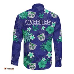 Warriors Rugby Long Sleeve Button Shirt Beautiful Floral Pattern Spring Summer Vibe