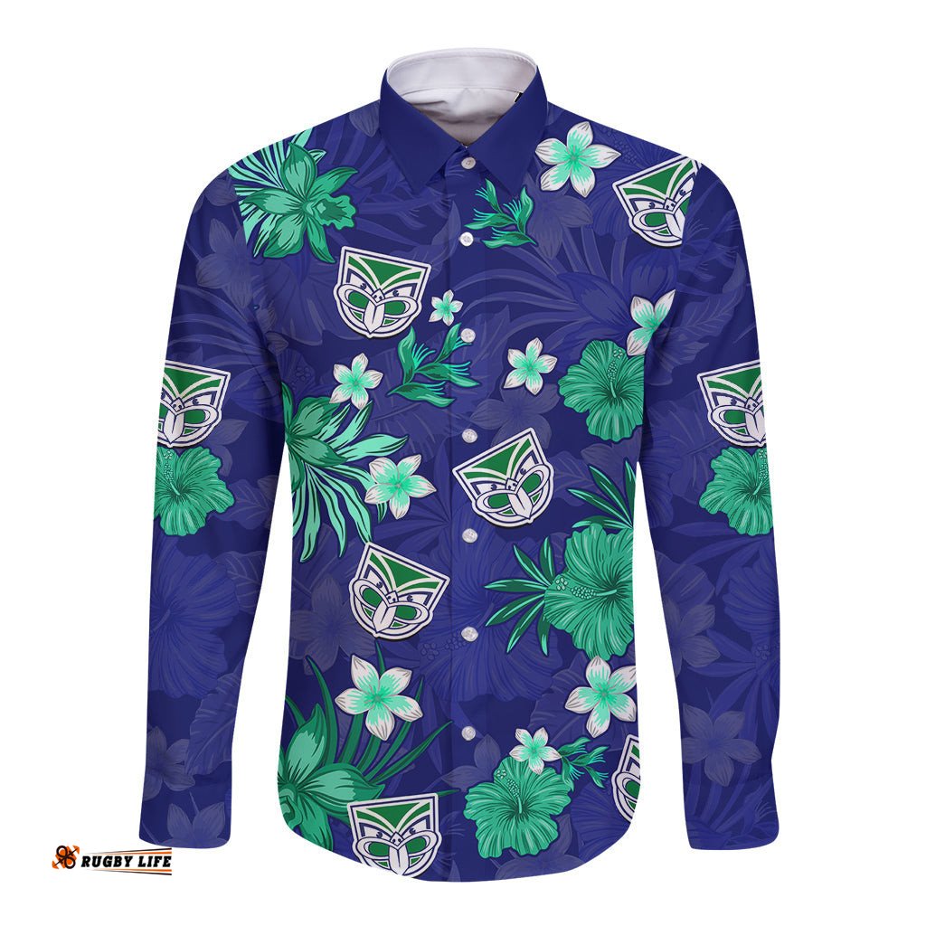 Warriors Rugby Long Sleeve Button Shirt Beautiful Floral Pattern Spring Summer Vibe