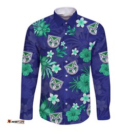 Warriors Rugby Long Sleeve Button Shirt Beautiful Floral Pattern Spring Summer Vibe