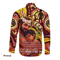 Custom Australia Father's Day Long Sleeve Button Shirt Aboriginal Father and Son