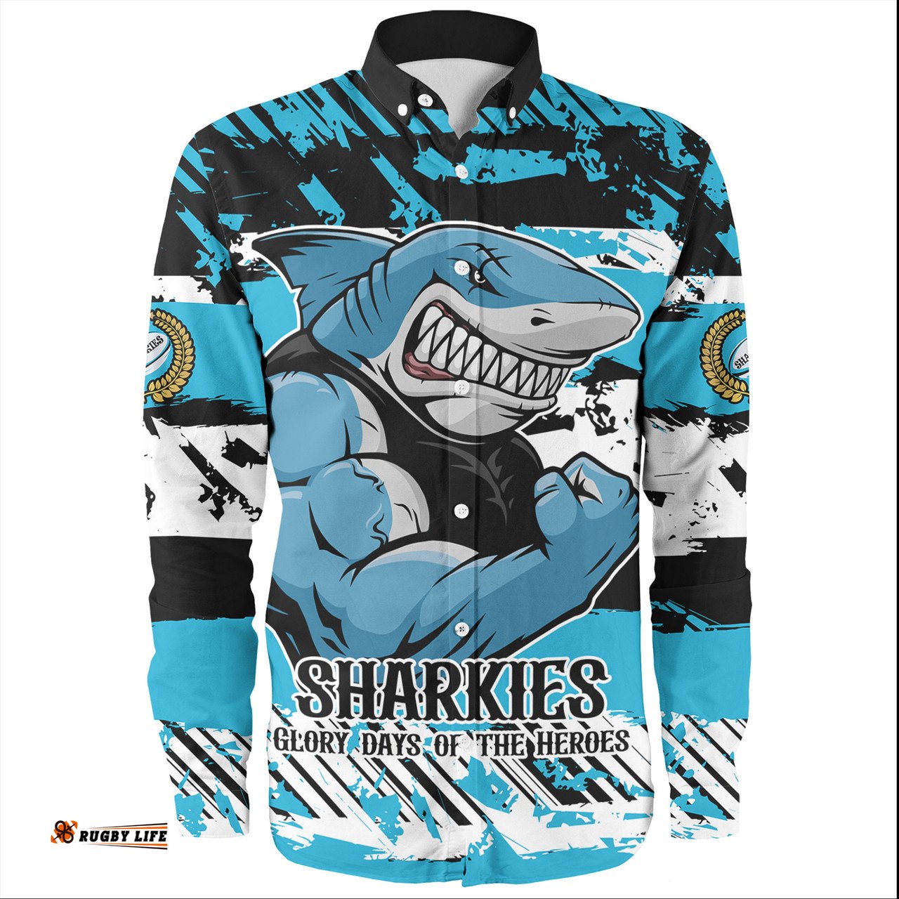Cronulla-Sutherland Sharks Long Sleeve Button Shirt - Theme Song Inspired