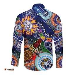 Custom NAIDOC Week 2024 Western Bulldogs Long Sleeve Button Shirt Australia Aboriginal Dot Painting