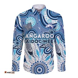 Personalised Kangaroos NAIDOC Week 2024 Long Sleeve Button Shirt Aussie Aboriginal Art
