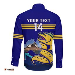 Custom Australia Day Eels Long Sleeve Button Shirt NRL 2024 Sydney Opera House With Map