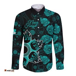 Heat Cricket Never Forget Custom Long Sleeve Button Shirt ANZAC Day with Poppy Aboriginal