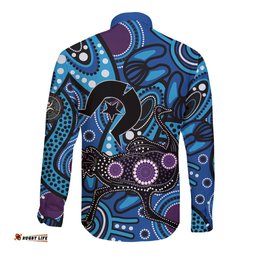 Emu NAIDOC 2024 Long Sleeve Button Shirt Aboriginal Art Style