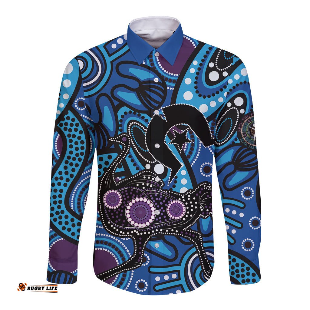 Emu NAIDOC 2024 Long Sleeve Button Shirt Aboriginal Art Style