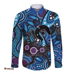 Emu NAIDOC 2024 Long Sleeve Button Shirt Aboriginal Art Style