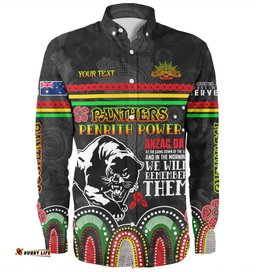 Penrith Panthers Anzac Custom Long Sleeve Button Shirt - Penrith Panthers Power Shirt
