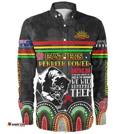 Penrith Panthers Anzac Custom Long Sleeve Button Shirt - Penrith Panthers Power Shirt