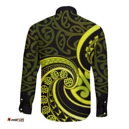 Lime Green New Zealand Mangopare Long Sleeve Button Shirt Aotearoa Maori Koru Style