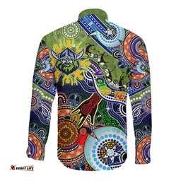 Personalised Raiders NAIDOC Week 2024 Long Sleeve Button Shirt Australia Aboriginal Dot Painting
