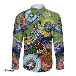 Personalised Raiders NAIDOC Week 2024 Long Sleeve Button Shirt Australia Aboriginal Dot Painting