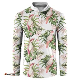Australia Pink Cockatoo Button Sweatshirt Aussie Orchids - Seamless Pattern