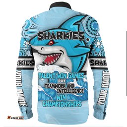 Cronulla-Sutherland Sharks Long Sleeve Button Shirt - Custom Talent Win Games But Teamwork And Intelligence Win Championships With Aboriginal Style