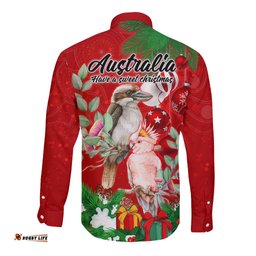 Kookaburra Lover Long Sleeve Button Shirt Australia Koalaty Merry Christmas Aboriginal