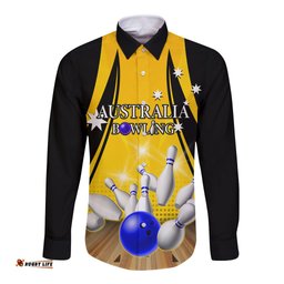 Australia Bowling Long Sleeve Button Shirt I Am A Bowling Pin Curve Style