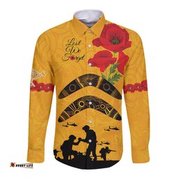 Australia Matildas Soccer ANZAC Custom Long Sleeve Button Shirt Gallipoli Soldier With Aboriginal Dots Art