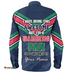 New Zealand Warriors Custom Long Sleeve Button Shirt - I Hate Being This Awesome But Warriors Long Sleeve Button Shirt